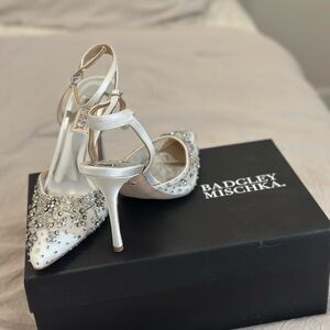 Badgley Mischka Silver Embellished Heels